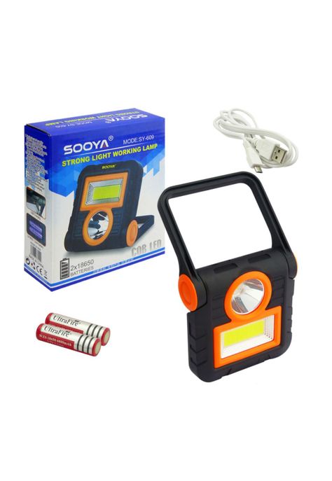 Linterna LED + COB LED Recargable Negro-3