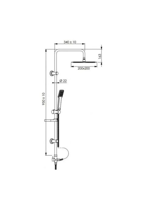 Ducha Columna Llave Paso Cuadrada Acero-3