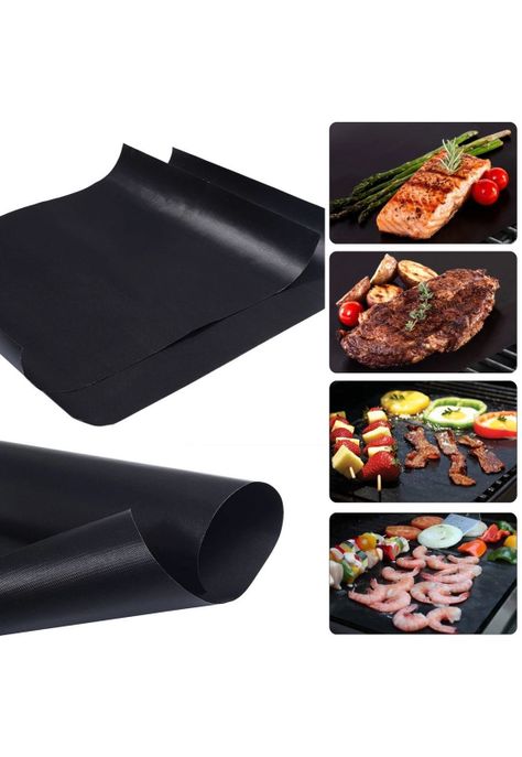 Set 2 Láminas Antiadherente Parrillas Reutilizable Negro-3