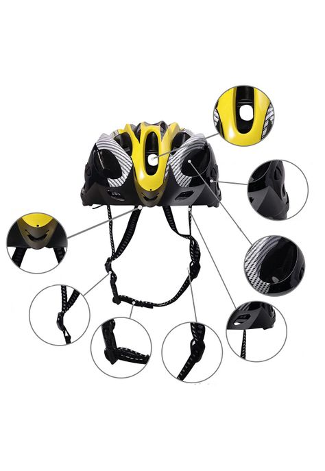 Casco Amarillo Bicicleta Profesional Full Seguridad Luz-3