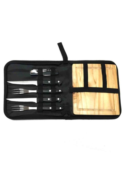Set Asado Parrilla BBQ 6 Piezas Negro-2