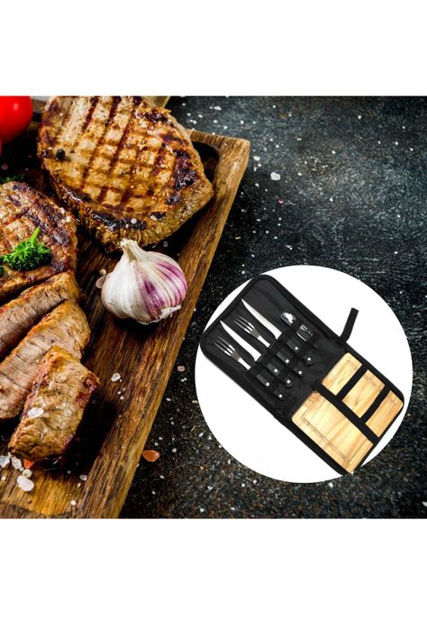 Set Asado Parrilla BBQ 6 Piezas Negro-4