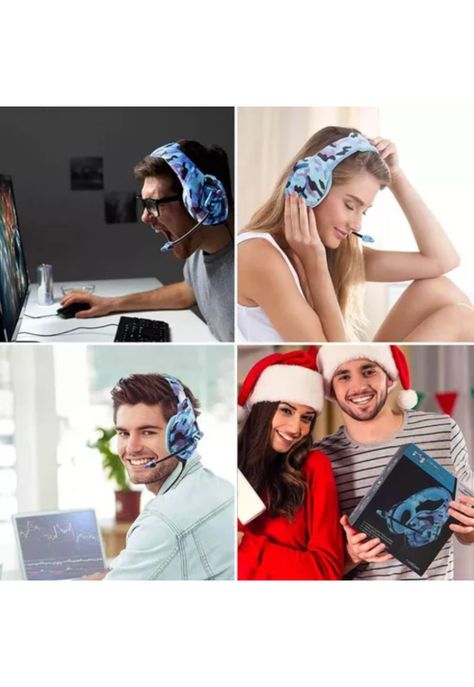 Audífonos Gamer Alámbrico Camuflaje Azul-4