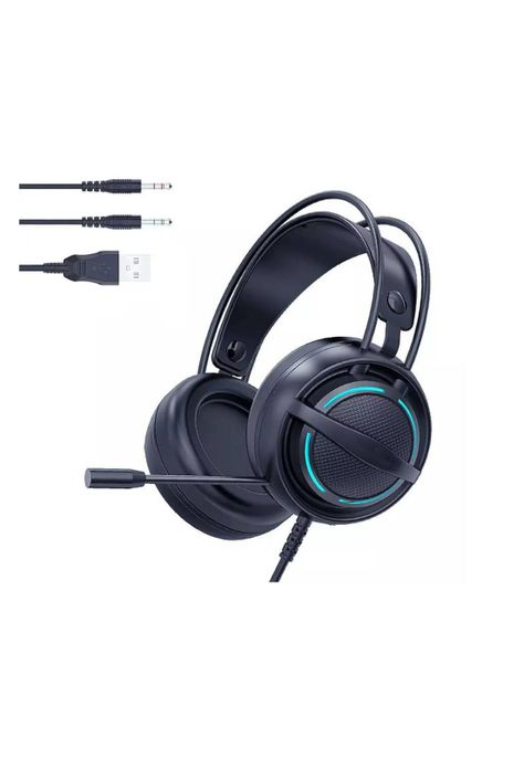 Audífonos Gamer 7.1 Micrófono Luz LED Multi Conexión-2