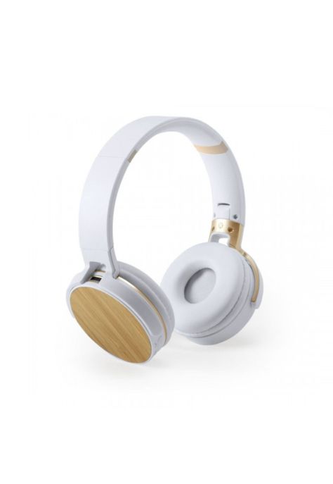 Auriculares Bluetooth Treiko Plegables Bambú Natural Blanco-0