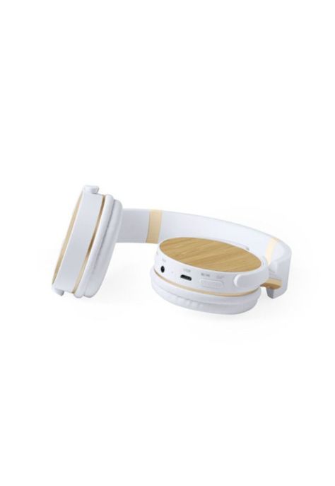 Auriculares Bluetooth Treiko Plegables Bambú Natural Blanco-1