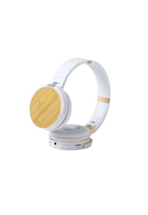 Auriculares Bluetooth Treiko Plegables Bambú Natural Blanco-2