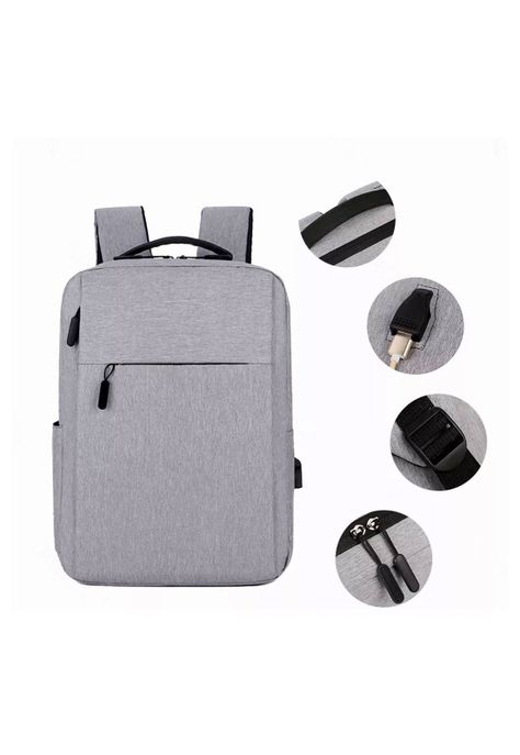 Mochila Notebook Impermeable Puerto USB 20-35 LT Gris-3