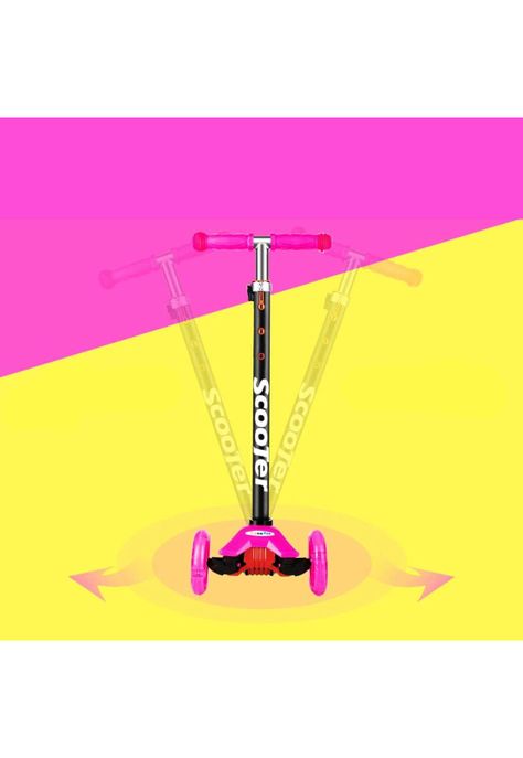 Scooter Monopatín 3 Ruedas LED Infantil Regulable Rosado-3