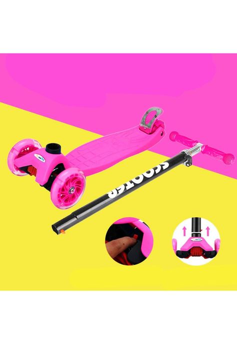 Scooter Monopatín 3 Ruedas LED Infantil Regulable Rosado-4
