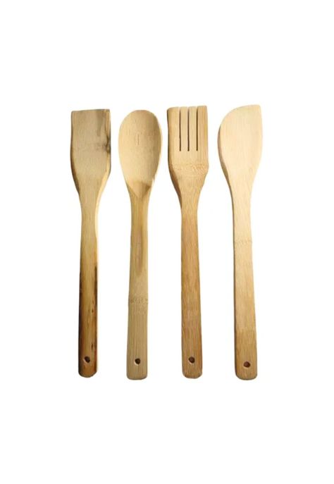 Set Utensilios 4 Piezas Bambú Cocina Antiadherente-0