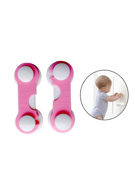 Pack 4 Seguros Traba Puertas Muebles Cajones Rosado-2