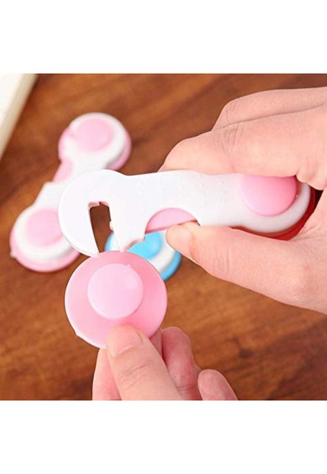 Pack 4 Seguros Traba Puertas Muebles Cajones Rosado-4