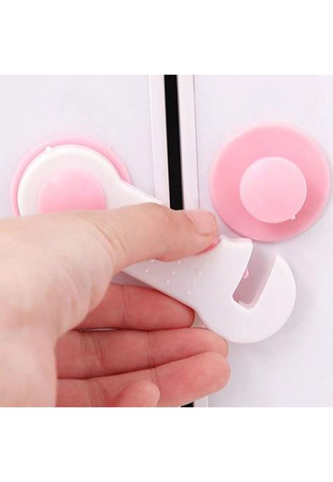 Pack 4 Seguros Traba Puertas Muebles Cajones Rosado-6