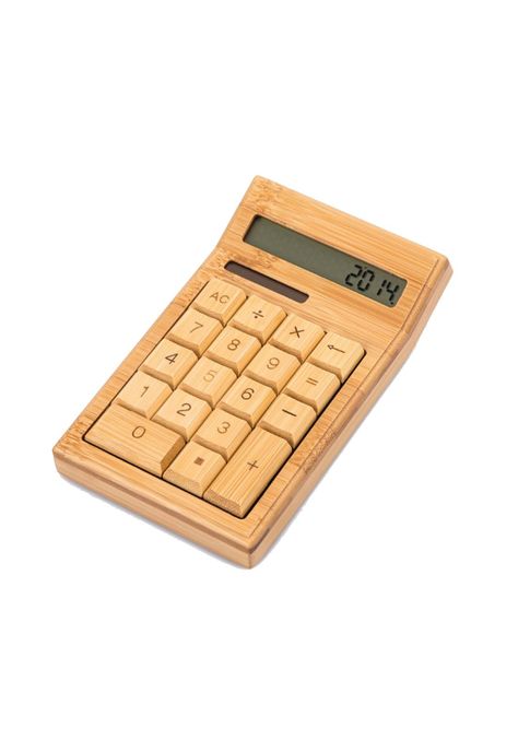 Calculadora Mesa Escritorio Bambú 12 Dígitos Solar Ecológico-0