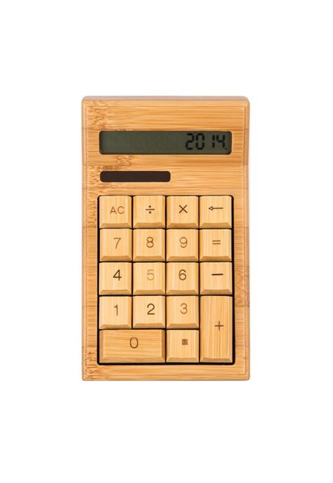 Calculadora Mesa Escritorio Bambú 12 Dígitos Solar Ecológico-1