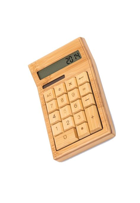 Calculadora Mesa Escritorio Bambú 12 Dígitos Solar Ecológico-2
