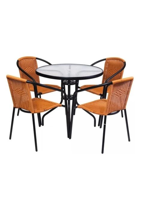 Juego Comedor Terraza Jardín 4 Personas Rattan-0