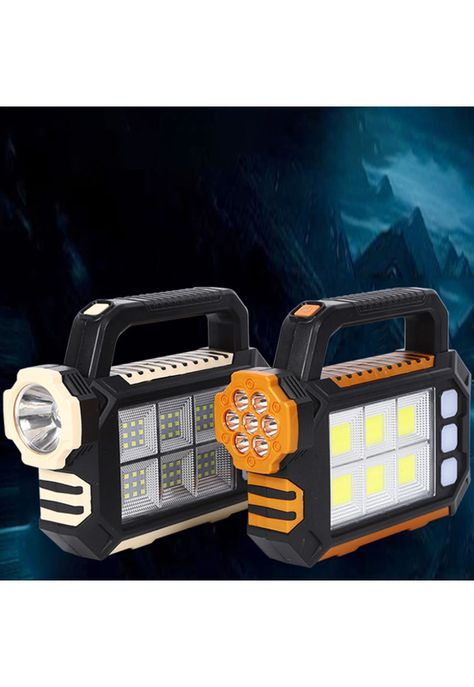 Linterna Reflector Luz Solar Portátil Carga USB Naranjo-4