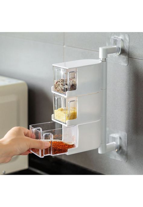 Caja Condimentos Cocina 3 Compartimientos Pared-3