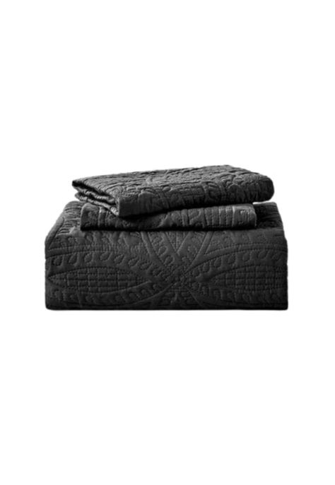 Cubrecama Quilt Reversible Queen 228x228 CM Más Fundas Almohada Negro-0