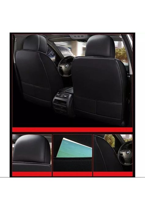 Set Fundas Cuero Cubre Asientos Automóvil Completo Deluxe Negro-2