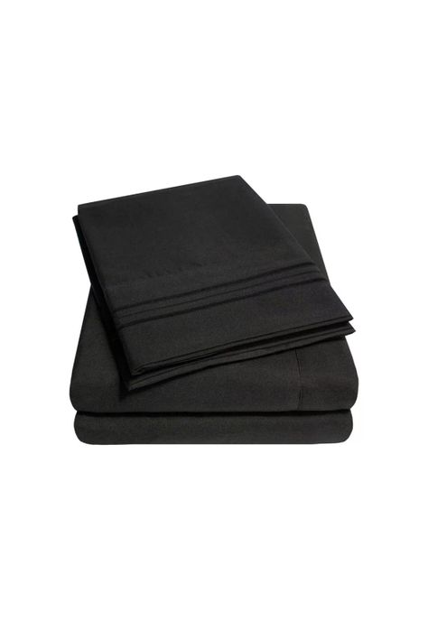 Juego Sábanas Hotel Ultra Suave Microfibra + Funda Bordadas King Negro-0