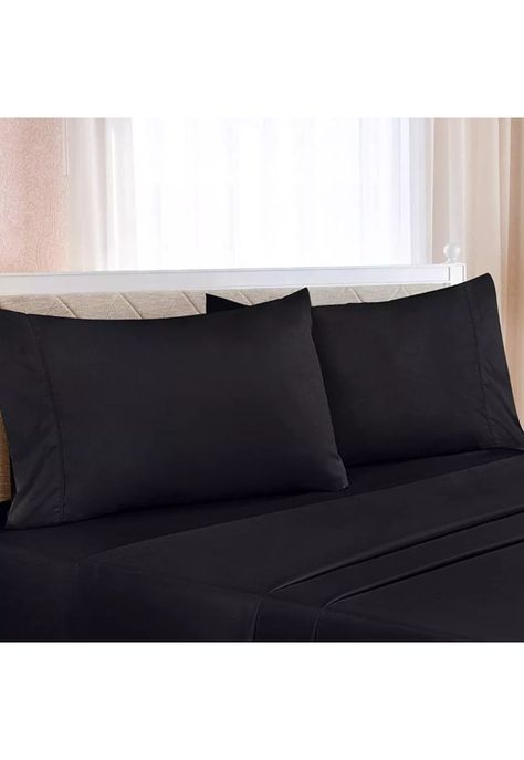 Juego Sábanas Hotel Ultra Suave Microfibra + Funda Bordadas King Negro-4