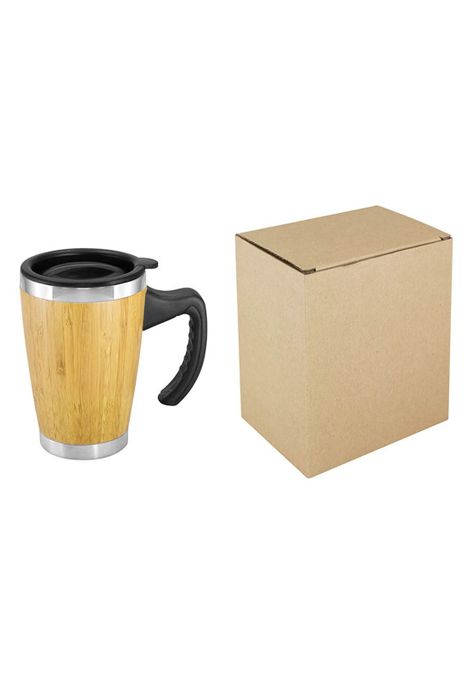 MUG Taza Madera Bambú Asa tapa Ecológico 400 ML-3