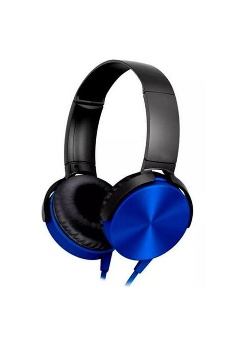 Audífono Extra Bass Micrófono 3.5 MM Plug Estéreo Azul-1