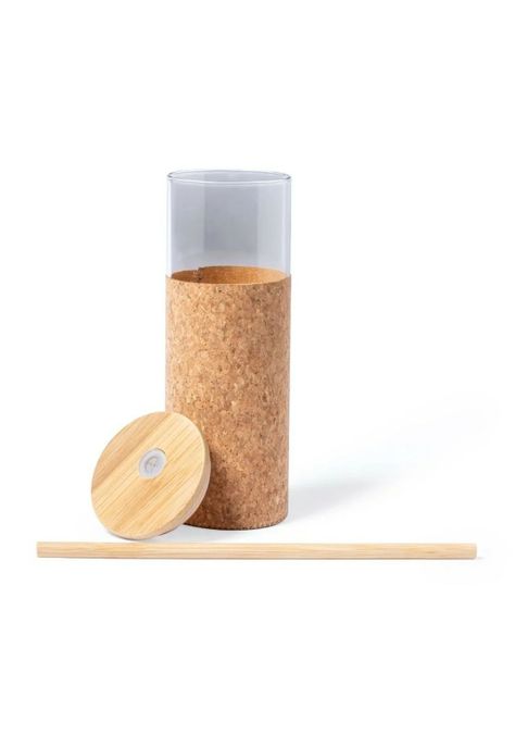 Vaso Vidrio Bombilla Tapa Bambú Tromury 520 ML-2