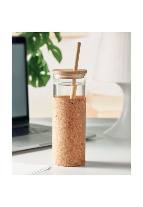 Vaso Vidrio Bombilla Tapa Bambú Tromury 520 ML-4