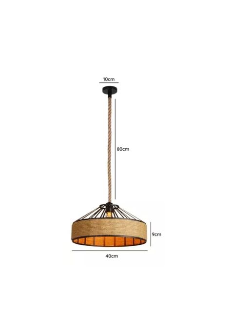 Lámpara Colgante Vintage Cáñamo Soga E27 Vintage 40 CM-2