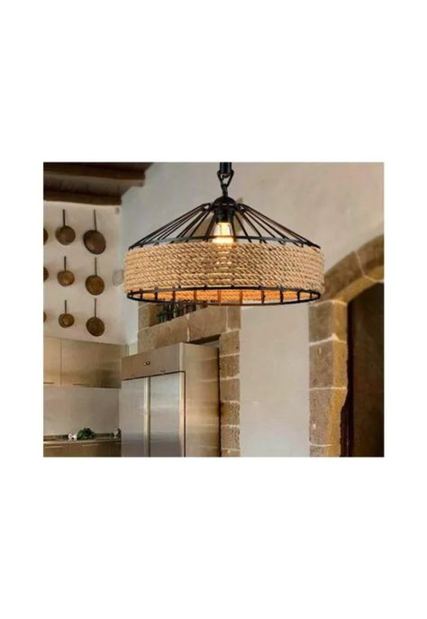 Lámpara Colgante Vintage Cáñamo Soga E27 Vintage 40 CM-4