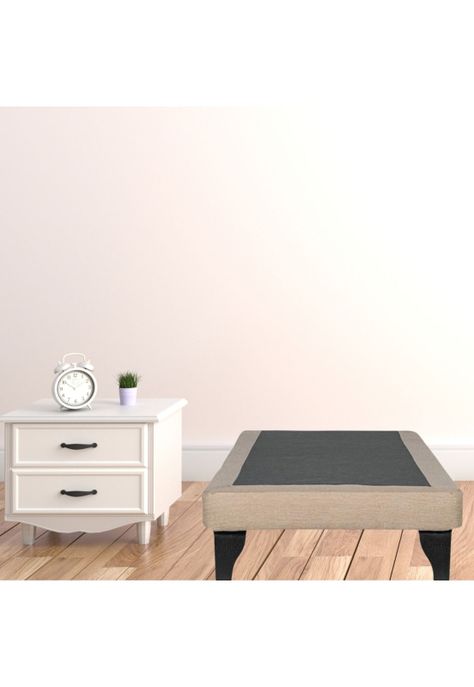 Base Elegante Cama Europea 1.5 Plaza 105x200 CM Beige Felpa-4
