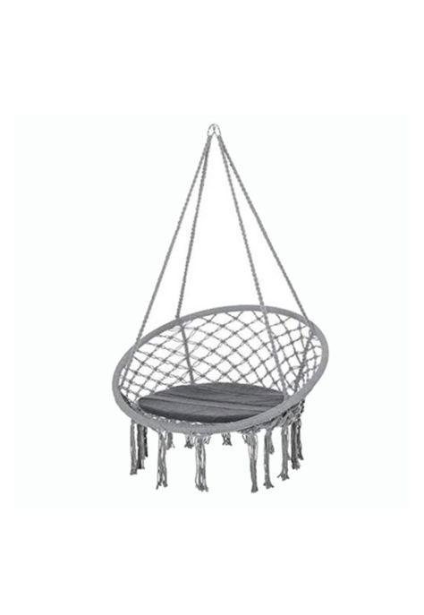 Hamaca Silla Columpio Algodón Gris 80 x 70 CM-0