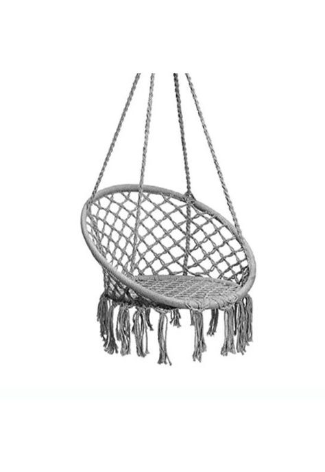 Hamaca Silla Columpio Algodón Gris 80 x 70 CM-2