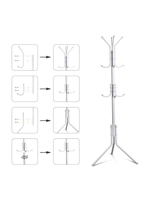Colgador Perchero Metálico Trípode Blanco 165 CM x 42 CM-3