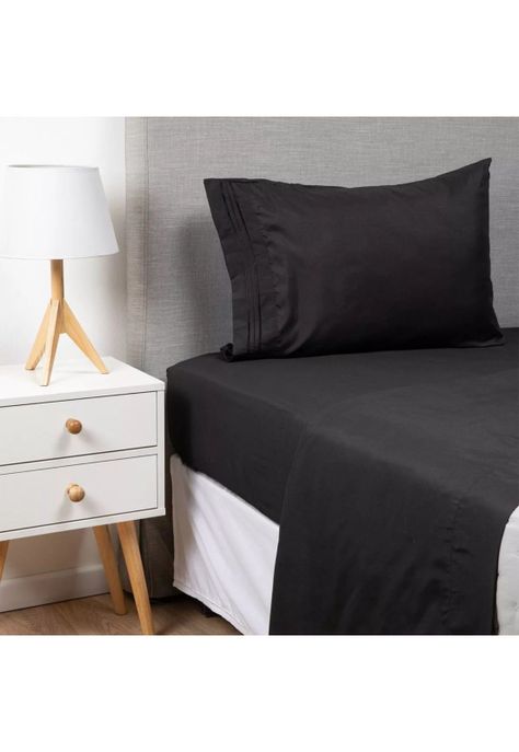 Juego Sábanas Hotel Ultra Suave Microfibra + 2 Fundas Bordadas 1,5 PL Negro-0
