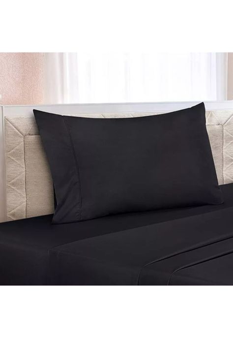 Juego Sábanas Hotel Ultra Suave Microfibra + 2 Fundas Bordadas 1,5 PL Negro-2