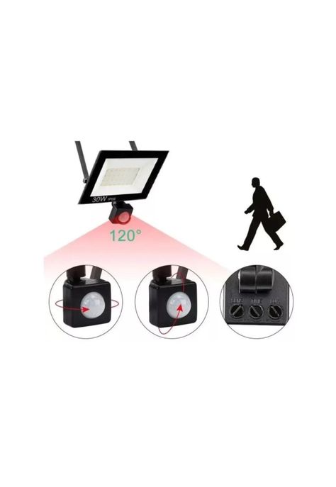 Foco Led Exterior Sensor Movimiento Luz Blanco Frío 220v 9x11x2.7 CM-3
