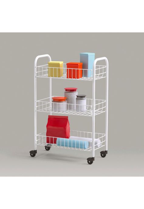 Organizador Cocina Metal Blanco Ruedas 61 x 27 CM-3