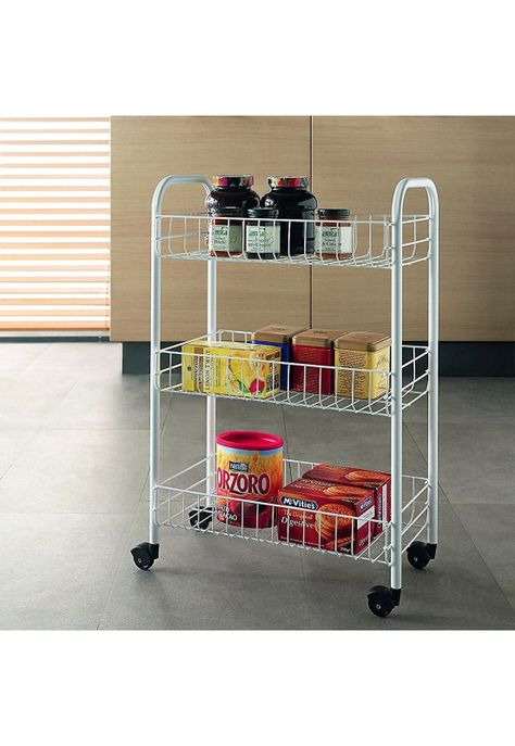 Organizador Cocina Metal Blanco Ruedas 61 x 27 CM-5