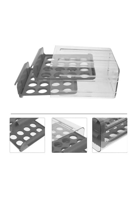 Organizador Portahuevos 2 Niveles 32 Huevos 26x23 CM Gris-2