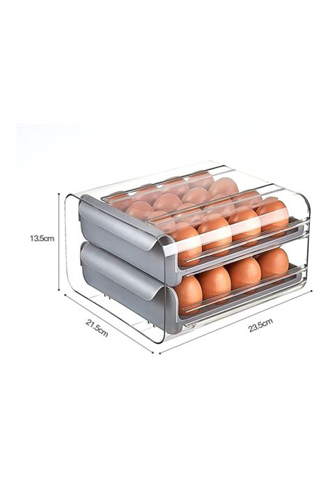 Organizador Portahuevos 2 Niveles 32 Huevos 26x23 CM Gris-3