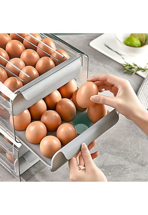 Organizador Portahuevos 2 Niveles 32 Huevos 26x23 CM Gris-4