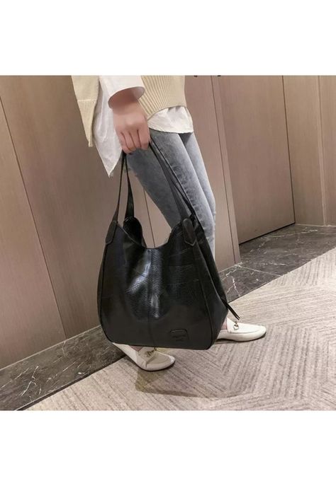 Cartera Bolso Negro Ecocuero 33x32x12 CM-2