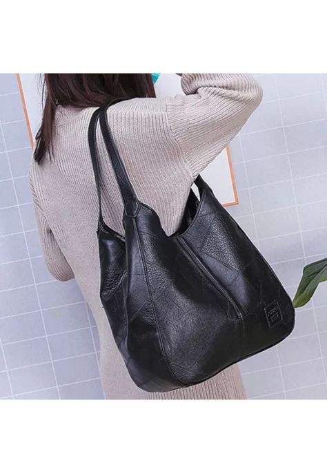 Cartera Bolso Negro Ecocuero 33x32x12 CM-4