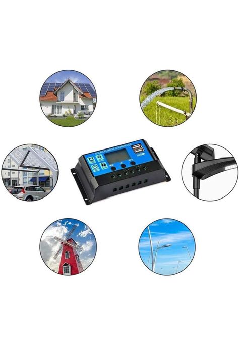 Controlador Regulador Carga Solar Digital 12 V 24 V 30a 2 USB-4