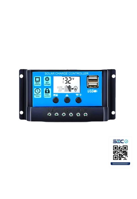 Controlador Regulador Carga Solar Digital 12 V 24 V 30a 2 USB-6